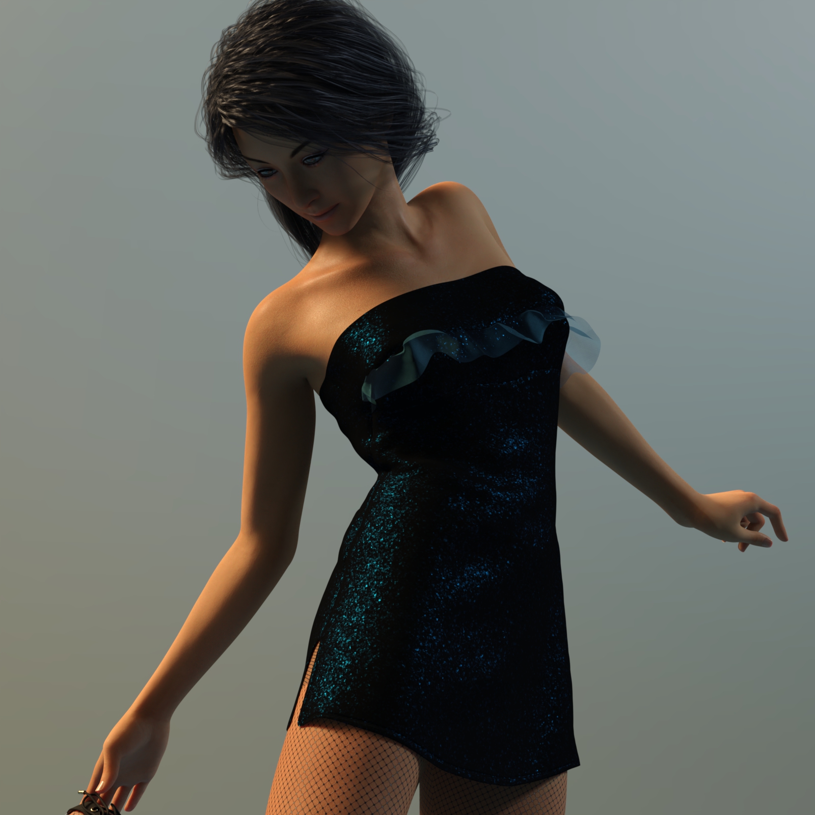 Frilled Cocktail Party Dress for Genesis 8 Females by N/A