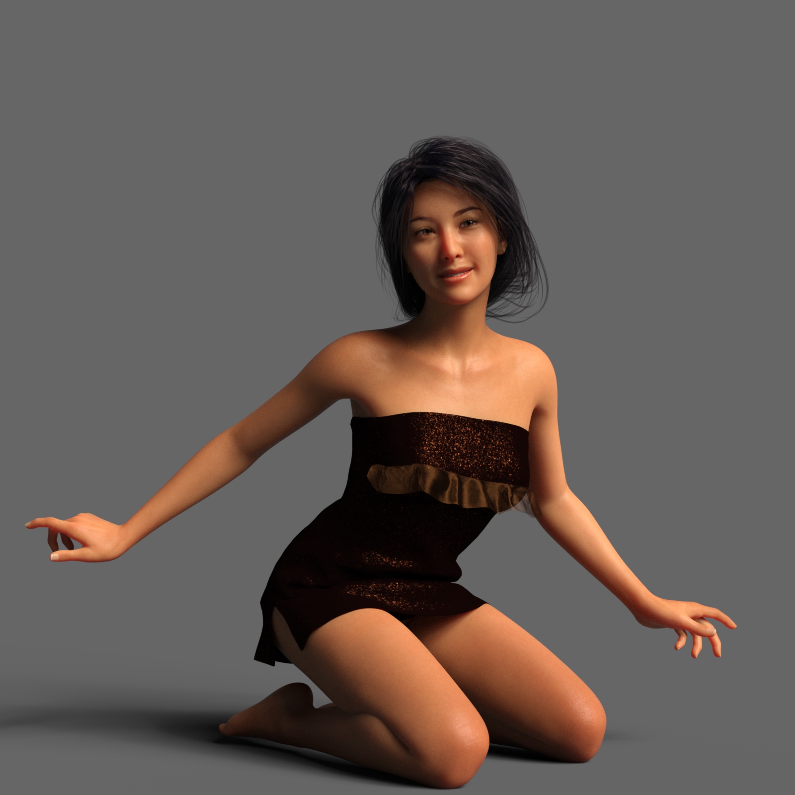 Frilled Cocktail Party Dress for Genesis 8 Females by N/A