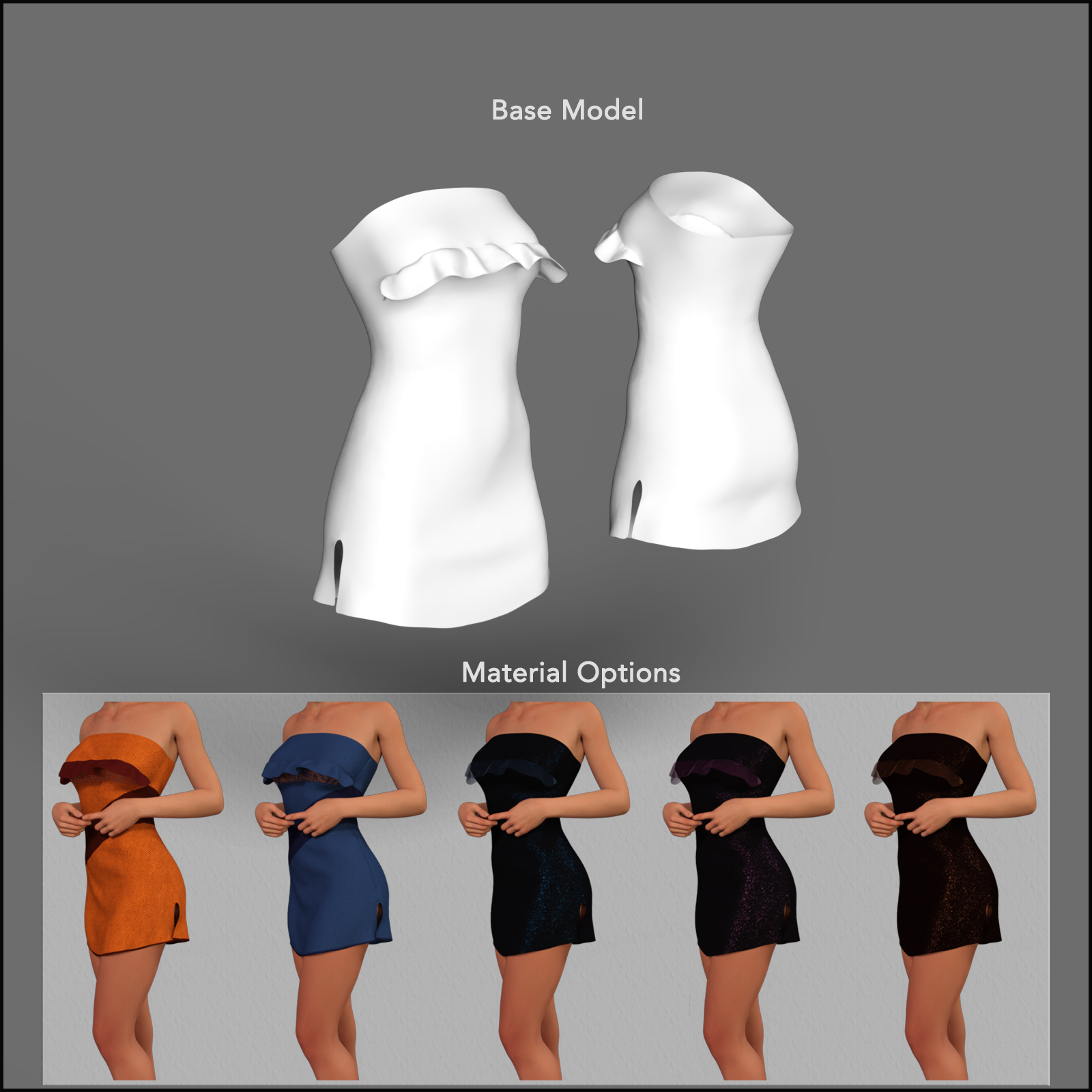 Frilled Cocktail Party Dress for Genesis 8 Females by N/A