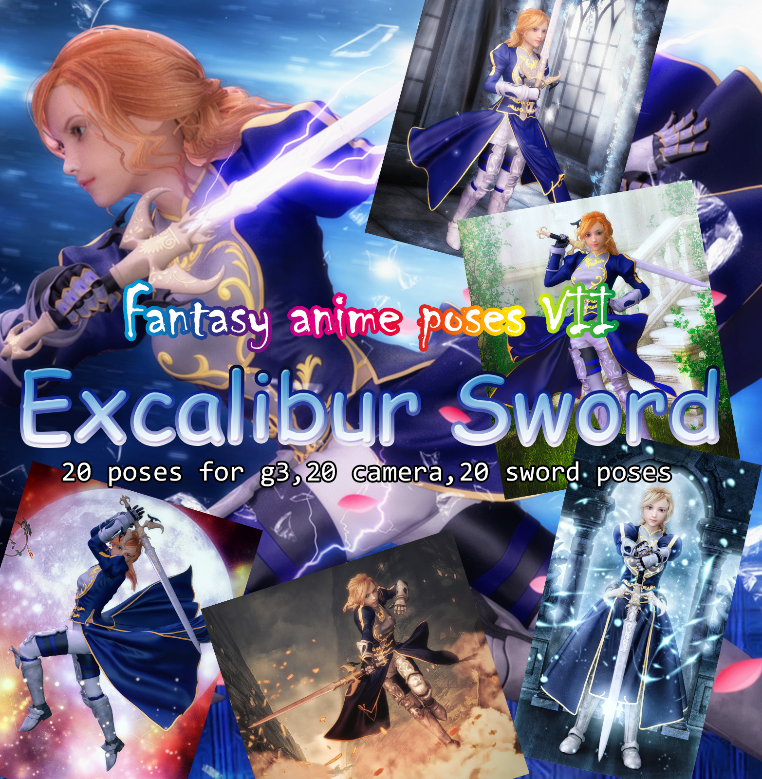 Fantasy Anime Poses VII _ Excalibur Sword _ for G3 by N/A