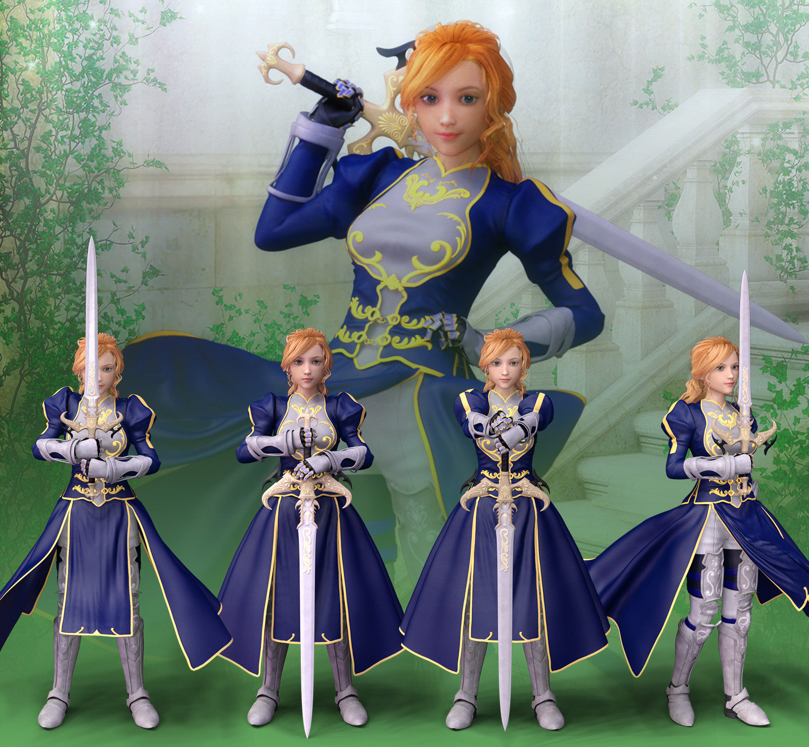 Fantasy Anime Poses VII _ Excalibur Sword _ for G3 by N/A