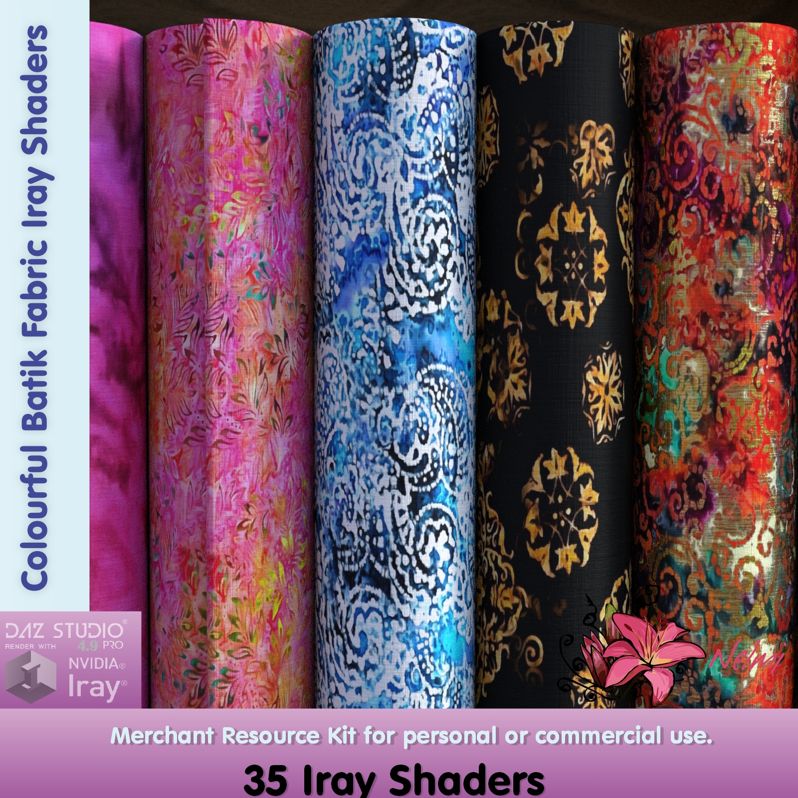 Colourful Batik Fabric Iray Shaders - Merchant Resource by N/A