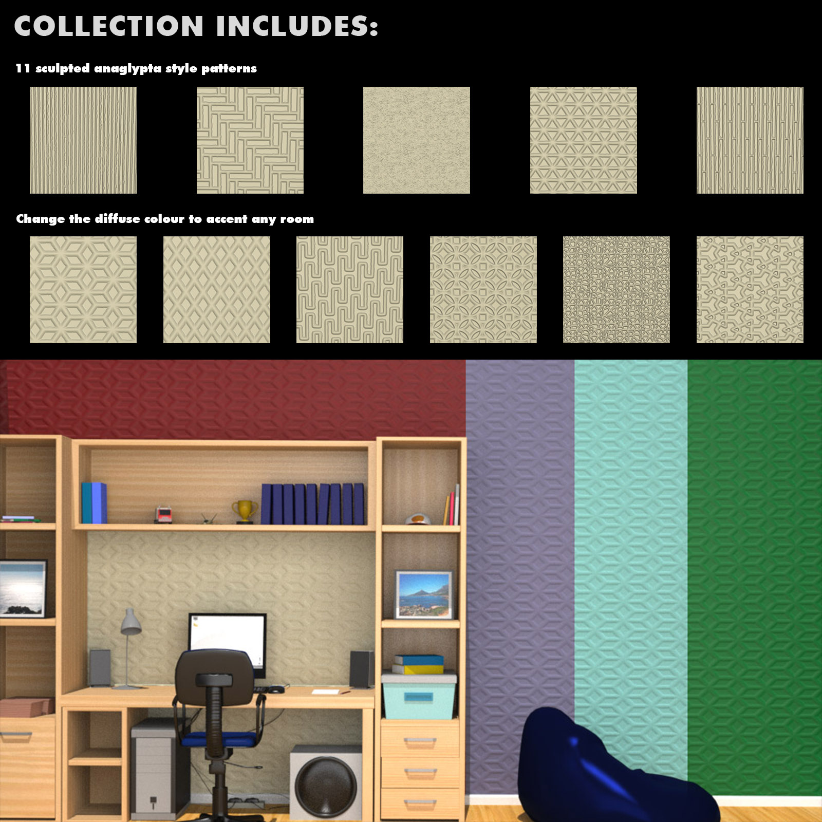 Maximum wall coverings and wallpaper for Poser by N/A