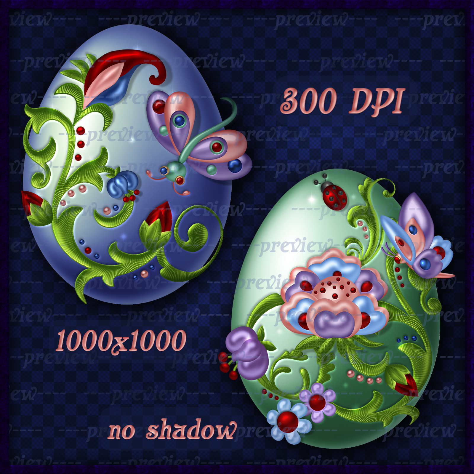 Jewelled Easter Eggs Elements by N/A