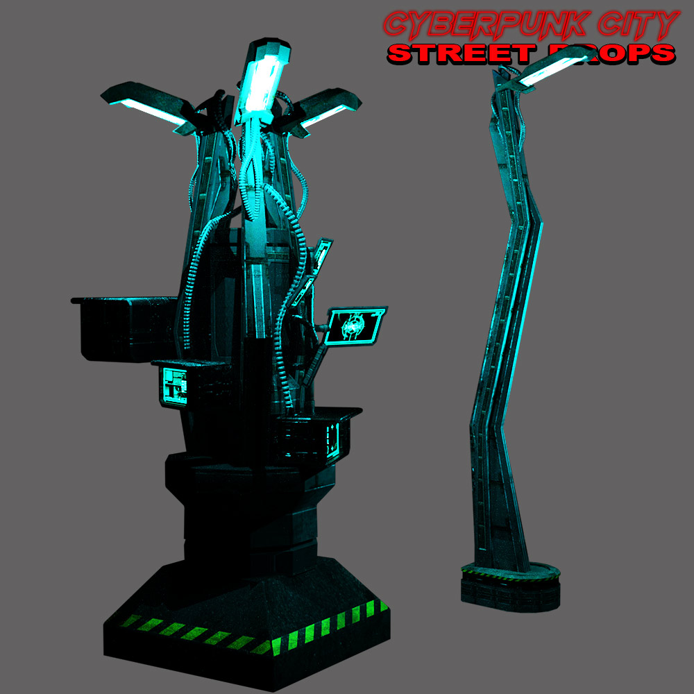 Cyberpunk City STREET PROPS for DS Iray by N/A
