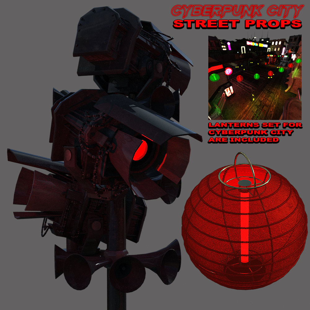 Cyberpunk City STREET PROPS for DS Iray by N/A