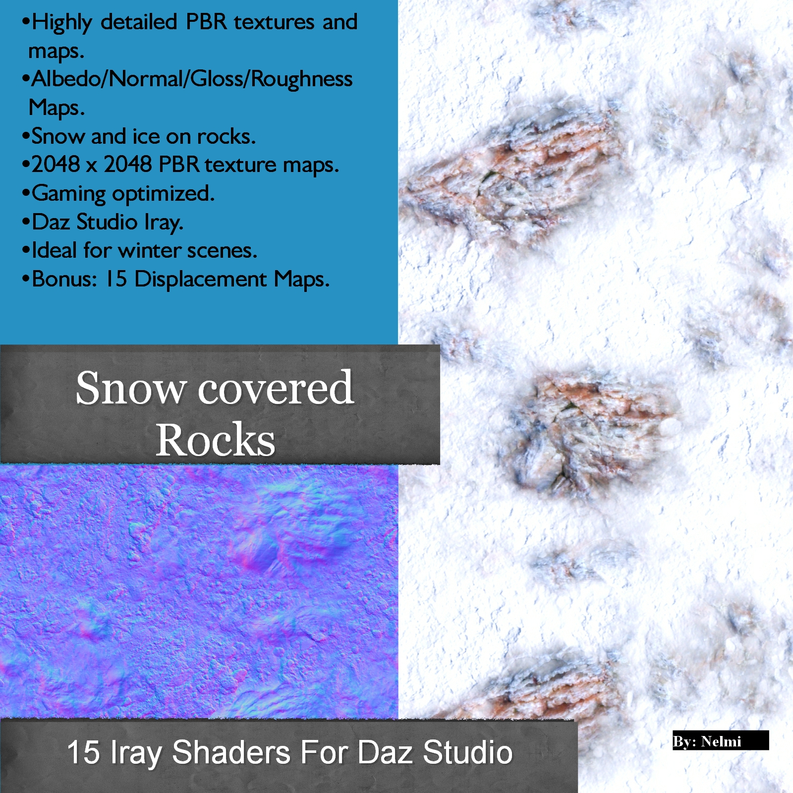 15 Snow Covered Rocks Iray Shaders - Merchant Resource by N/A