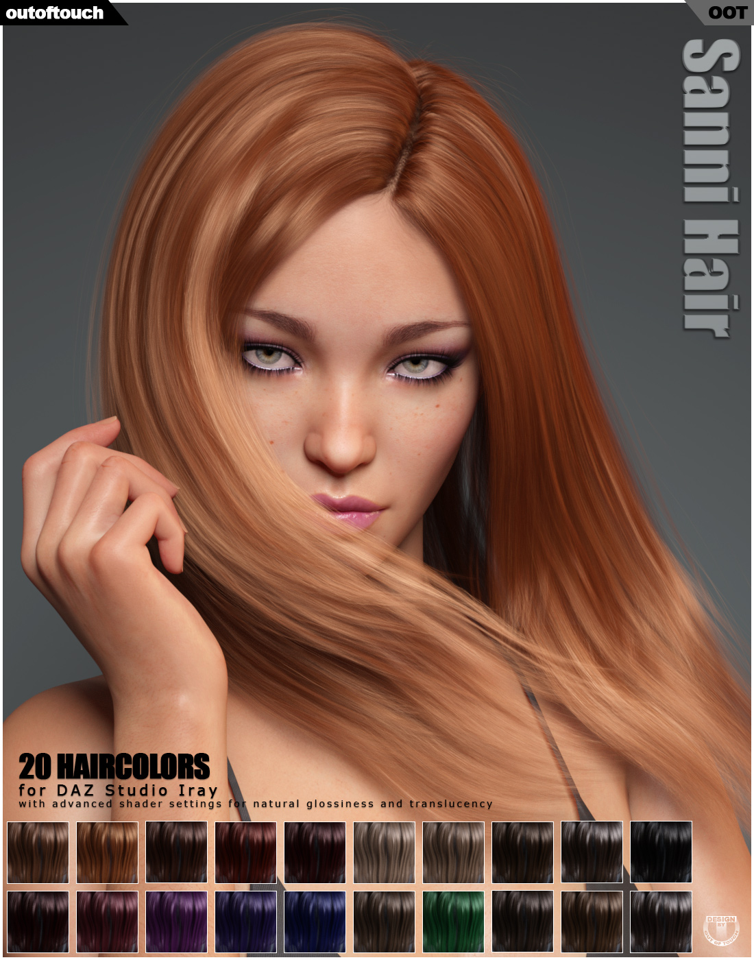 Sanni Hair for Genesis 3 and 8 Females by N/A