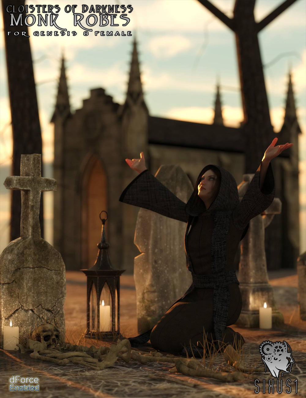 Cloisters of Darkness: Monk Robes for Genesis 8 Female by N/A