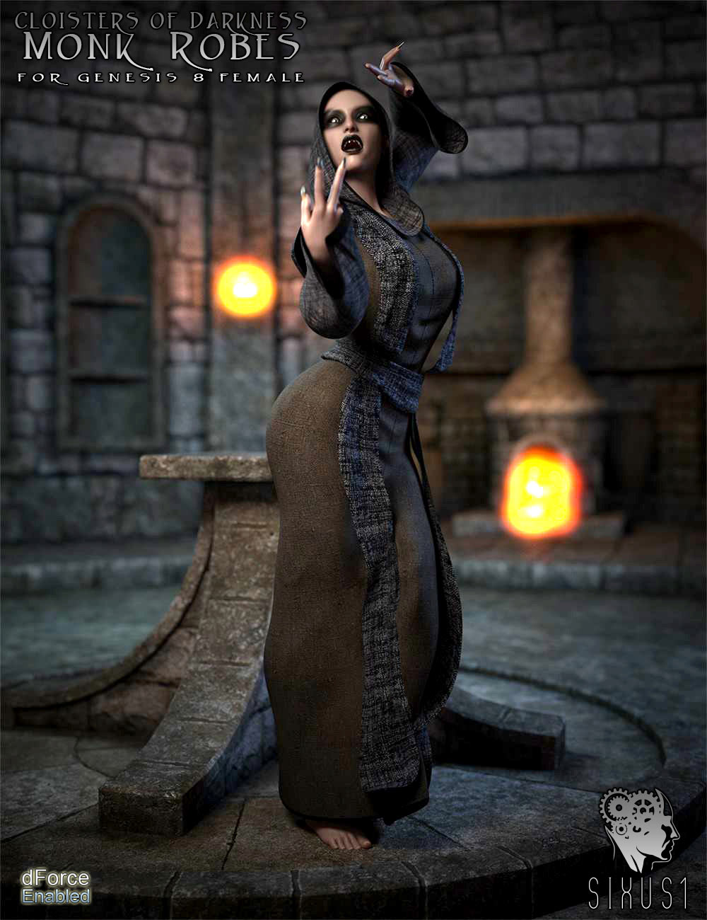 Cloisters of Darkness: Monk Robes for Genesis 8 Female by N/A
