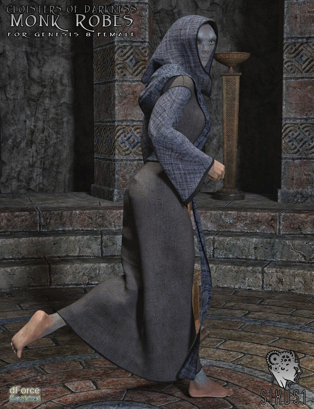Cloisters of Darkness: Monk Robes for Genesis 8 Female by N/A