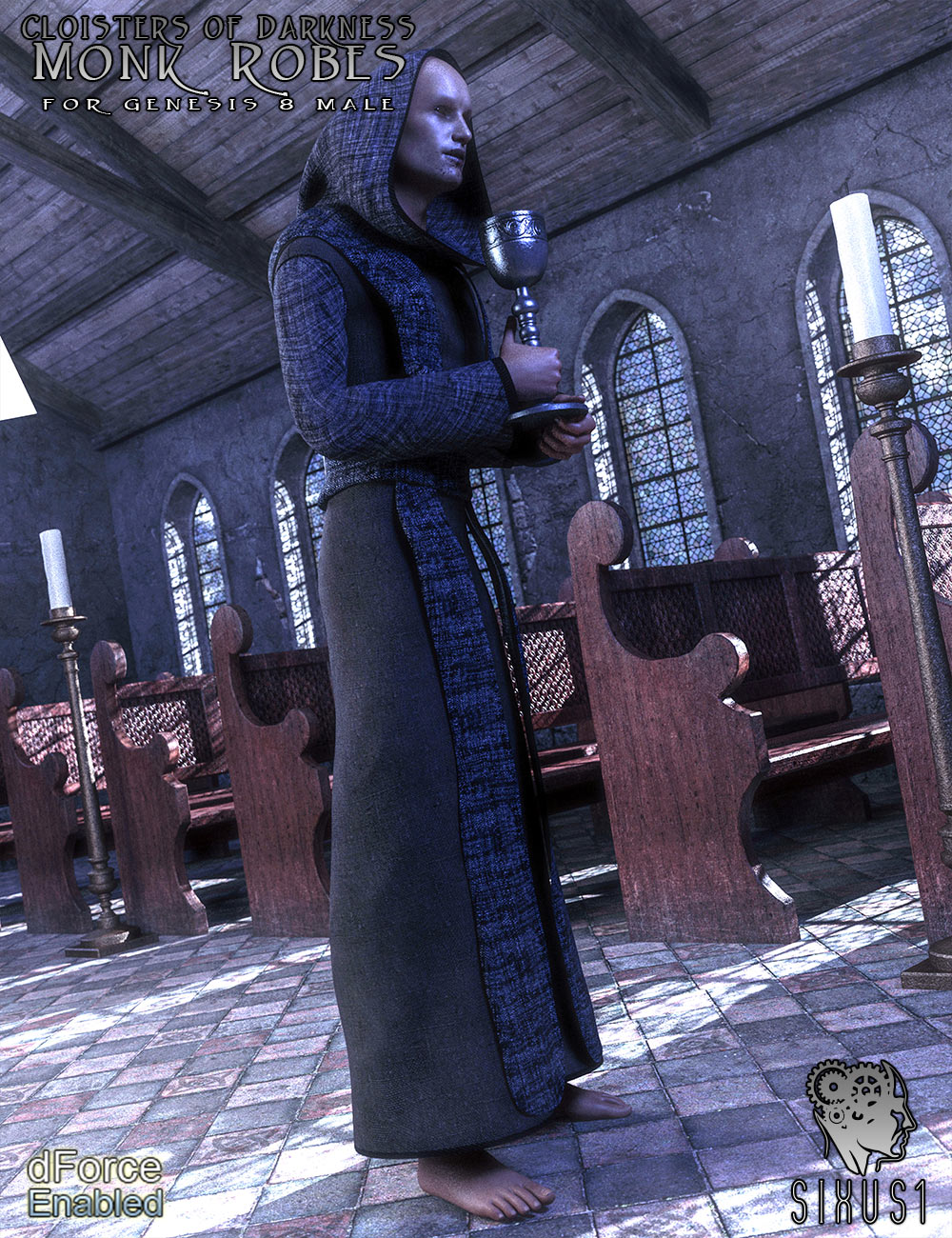 Cloisters of Darkness: Monk Robes for Genesis 8 Male by N/A