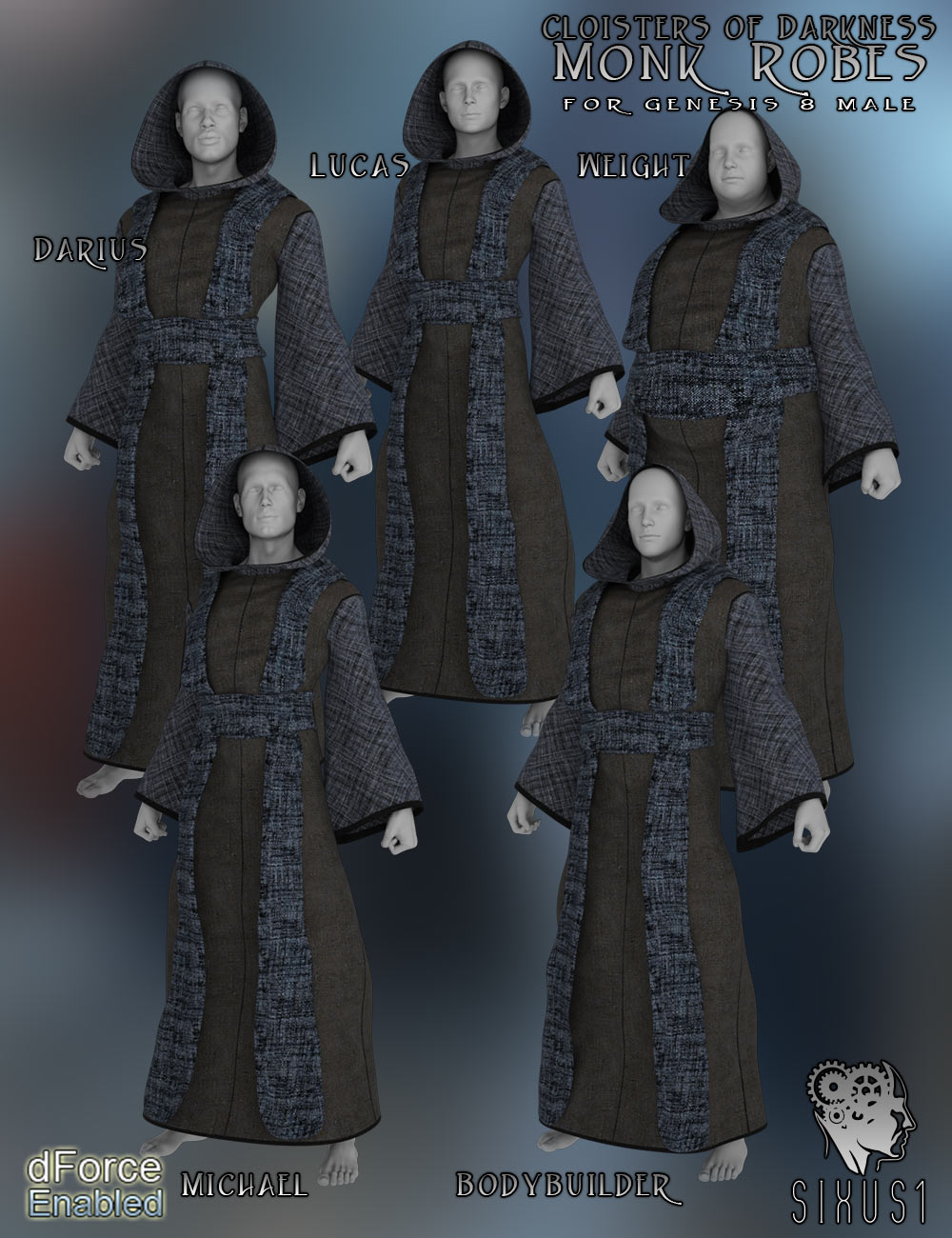 Cloisters of Darkness: Monk Robes for Genesis 8 Male by N/A