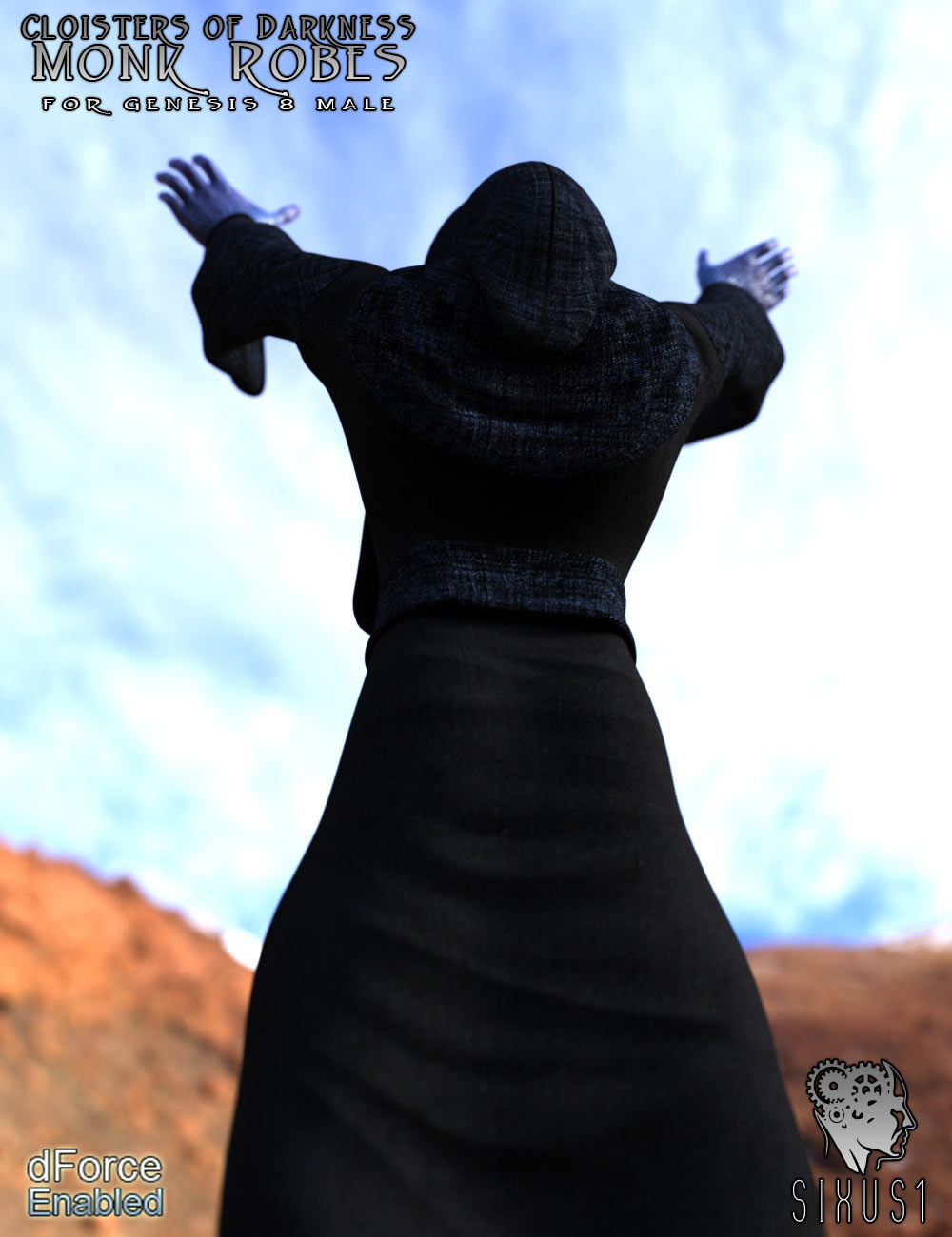 Cloisters of Darkness: Monk Robes for Genesis 8 Male by N/A