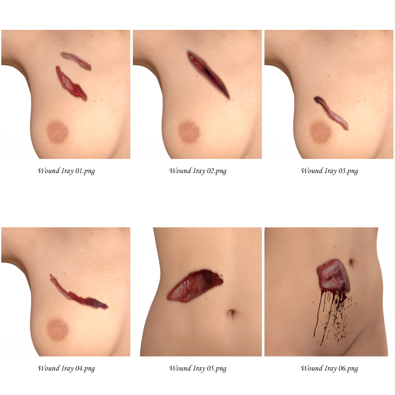 Battle Wound Creator Chest Iray Version for G3F by N/A