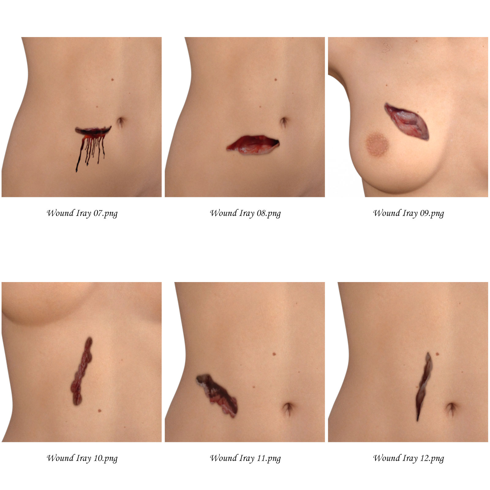 Battle Wound Creator Chest Iray Version for G3F by N/A