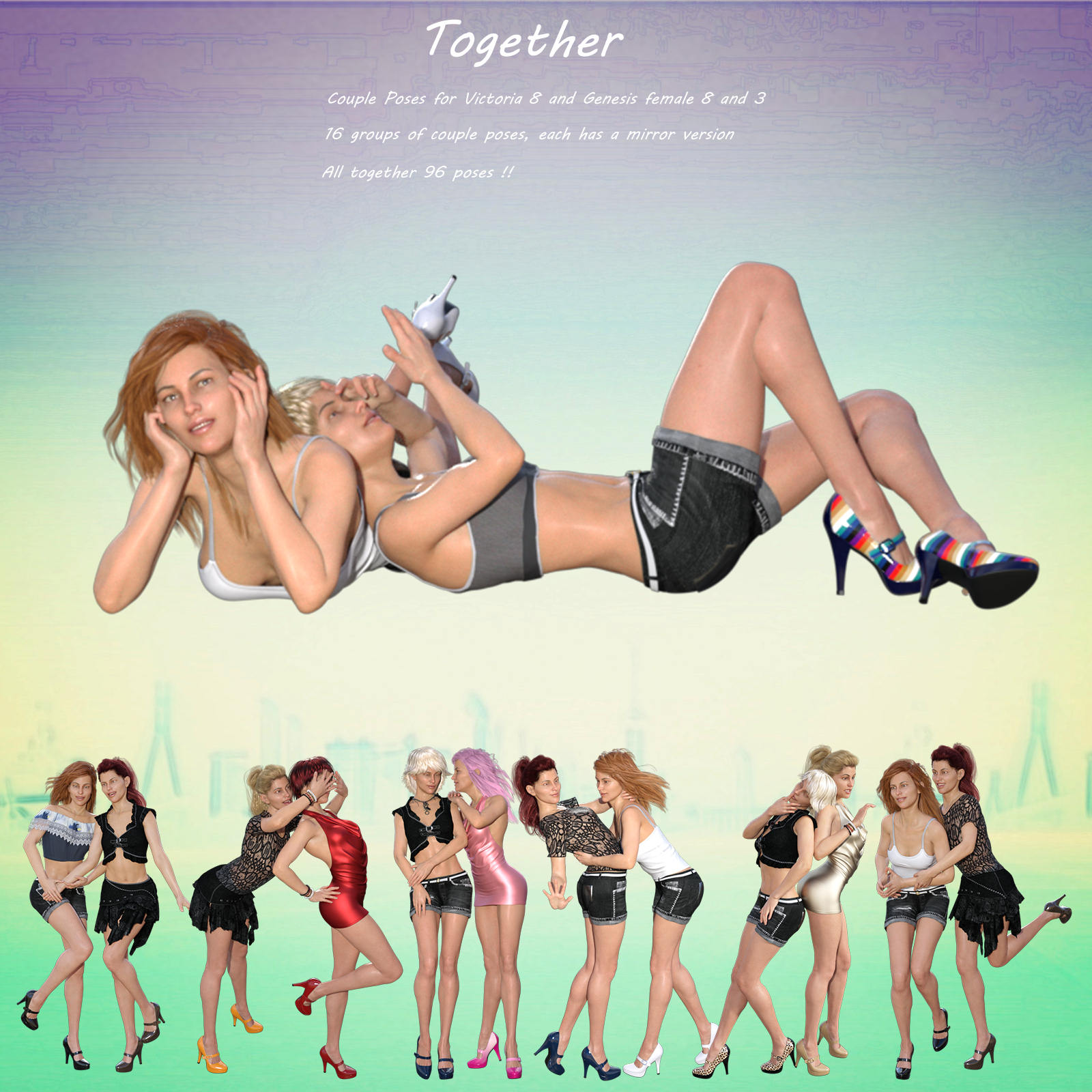 Together, Poses for Victoria 8/G8f/G3f by N/A