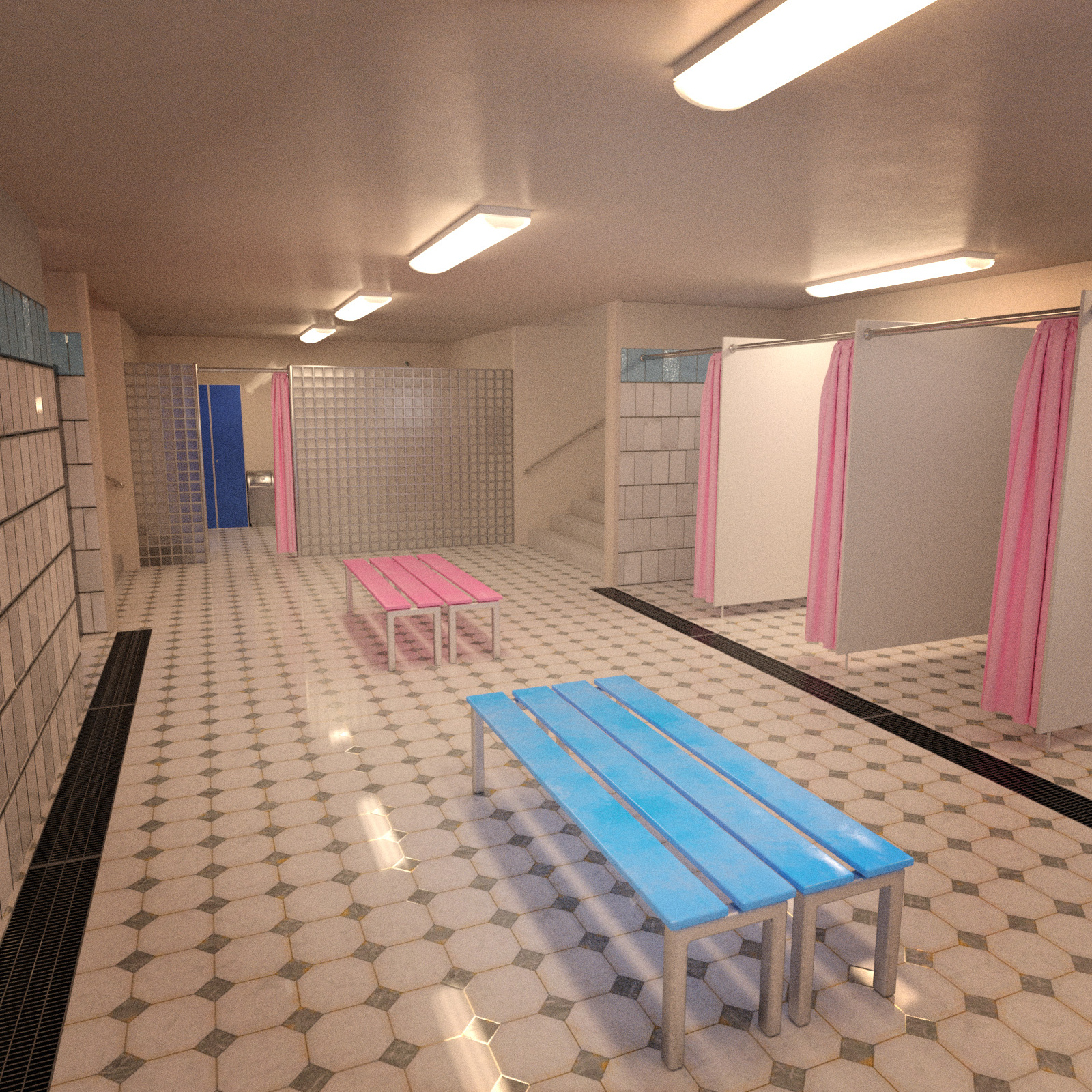 Unisex Shower & Locker with G3F & G3M Poses by N/A