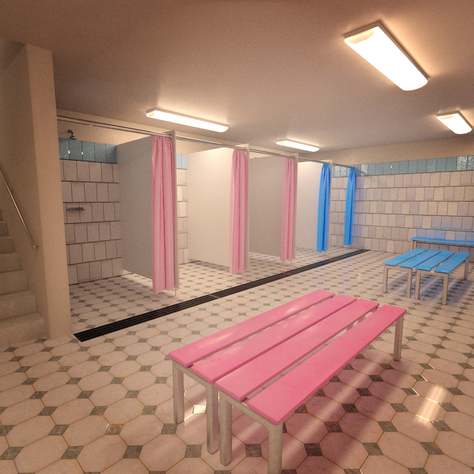 Unisex Shower & Locker with G3F & G3M Poses by N/A