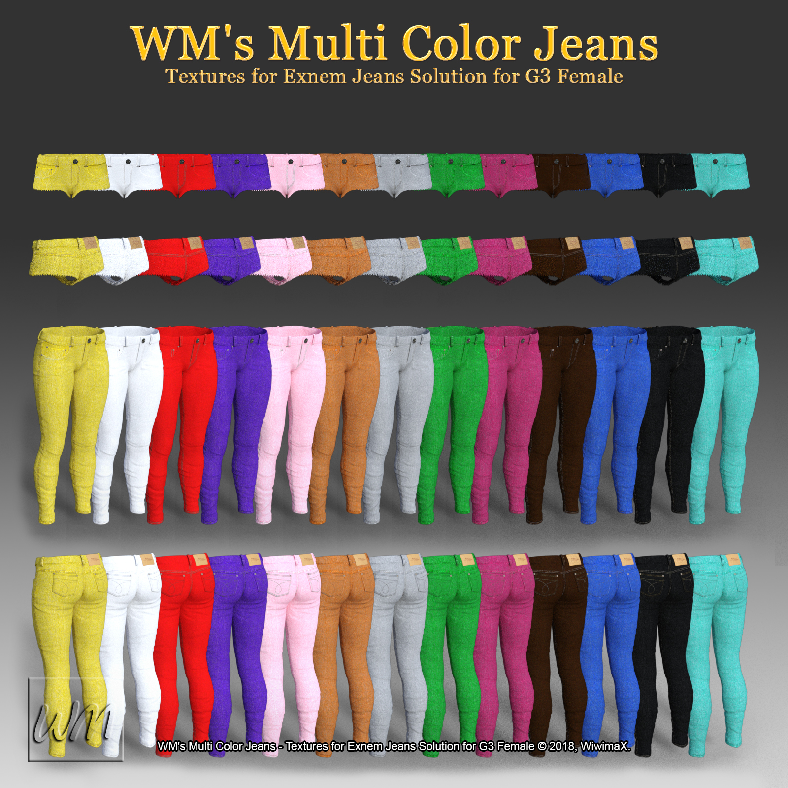 WM's Multi Color Jeans - Textures for Exnem Jeans Solution for G3 Female by N/A