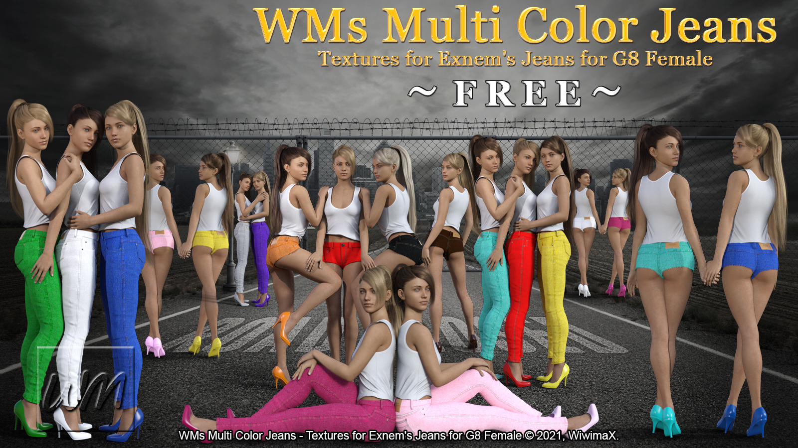 WM's Multi Color Jeans - Textures for Exnem Jeans Solution for G3 Female by N/A