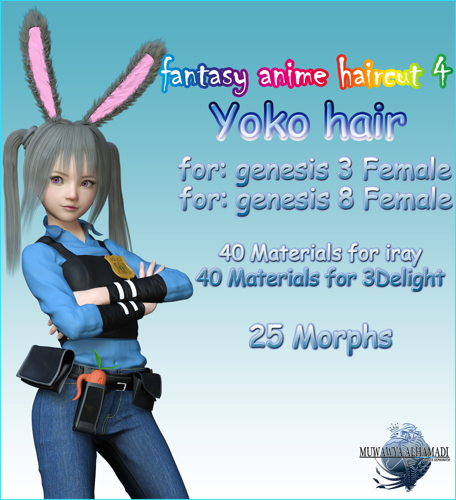 Fantasy Anime Haircut 4 _Yoko Hair_ for G3F G8F by N/A