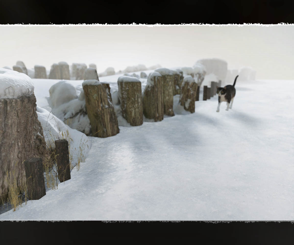 3D Scenery: Frozen Riverbank Fence by N/A