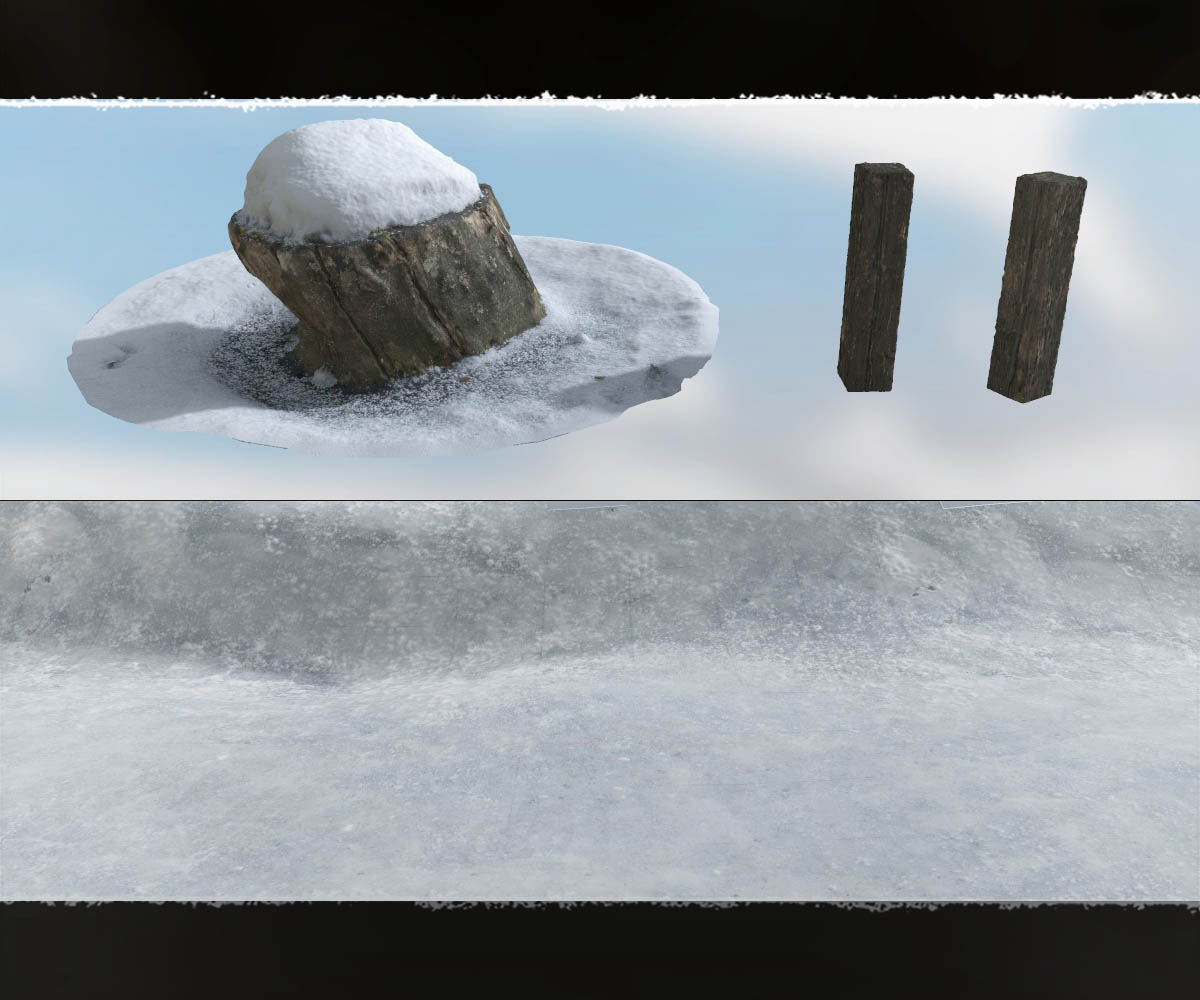 3D Scenery: Frozen Riverbank Fence by N/A