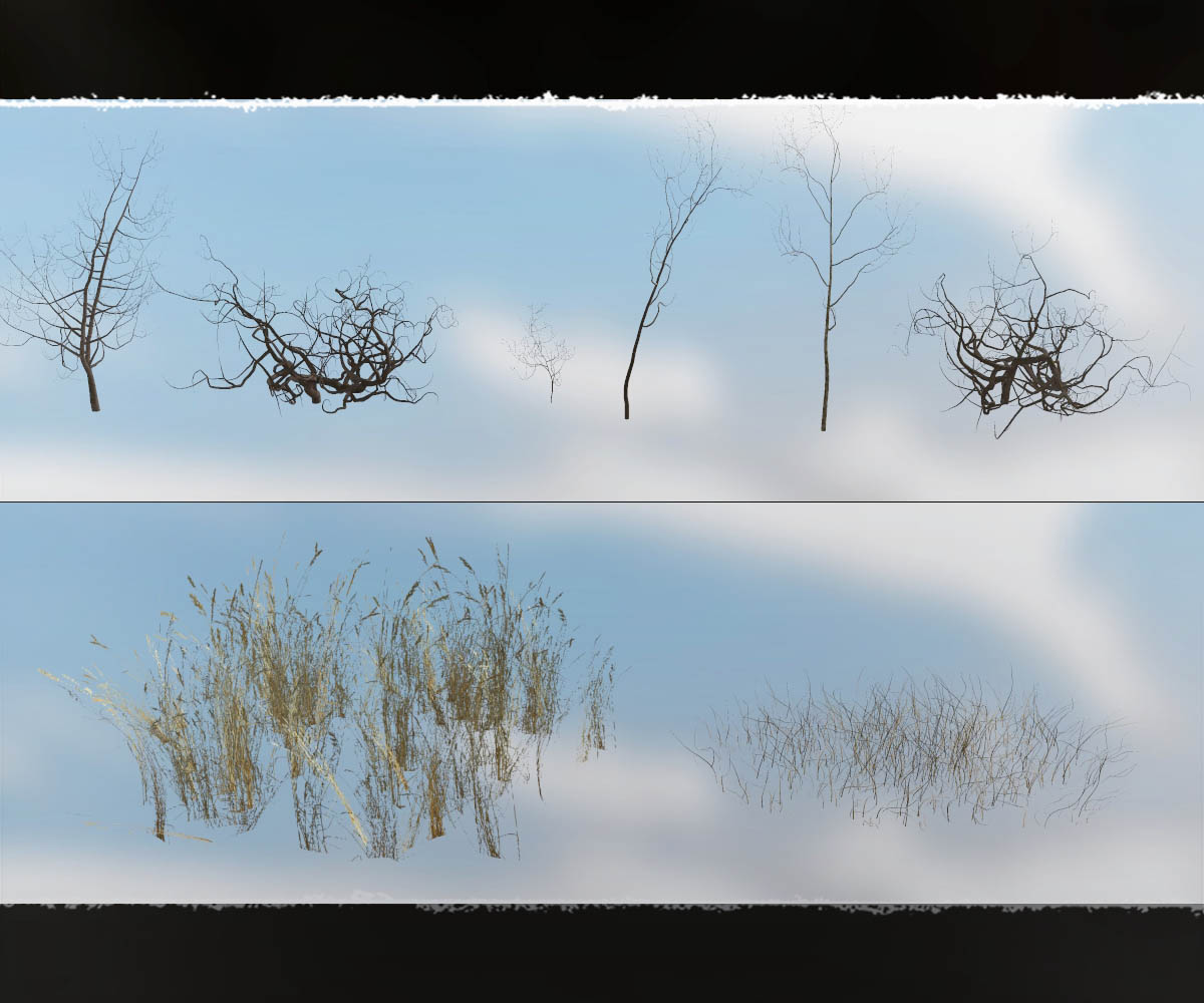 3D Scenery: Frozen Riverbank Fence by N/A