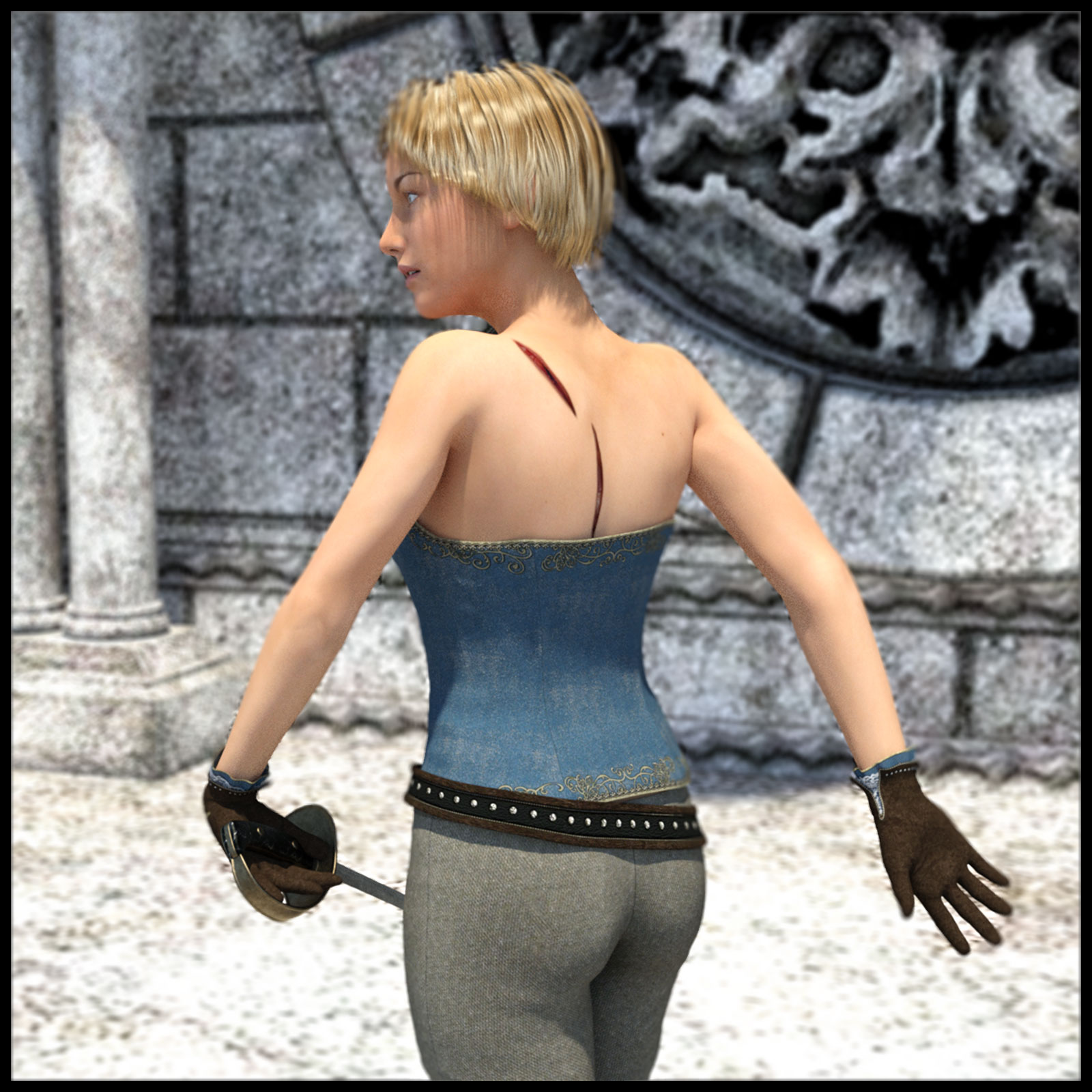 Battle Wound Creator Back Torso Iray Version for G8F by N/A