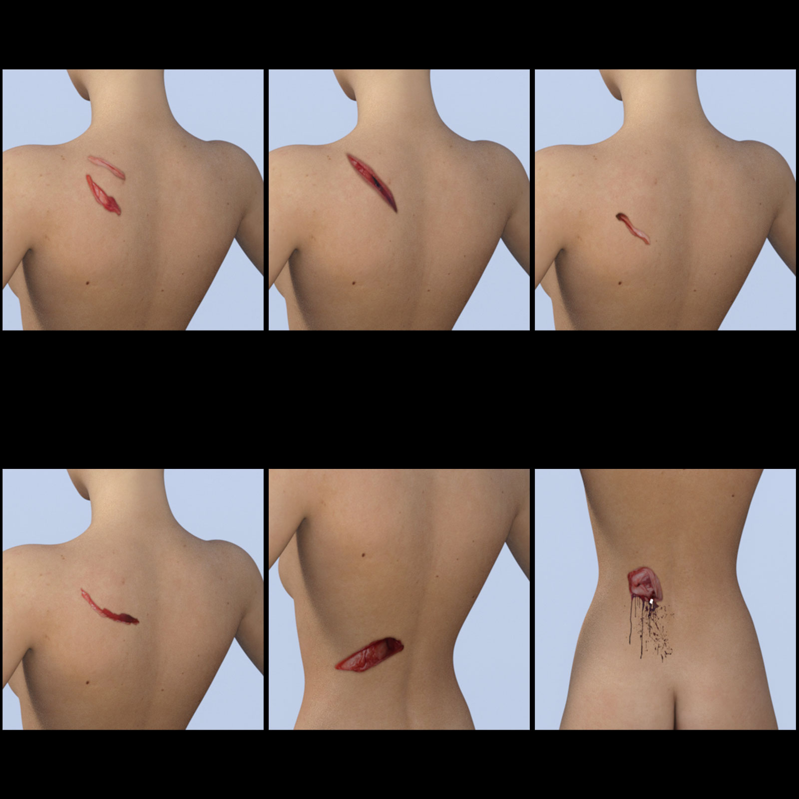 Battle Wound Creator Back Torso Iray Version for G8F by N/A