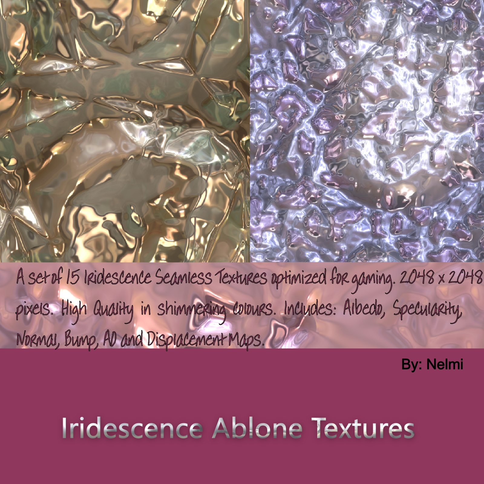 Iridescence Abalone Seamless Textures with Texture Maps - MR by N/A