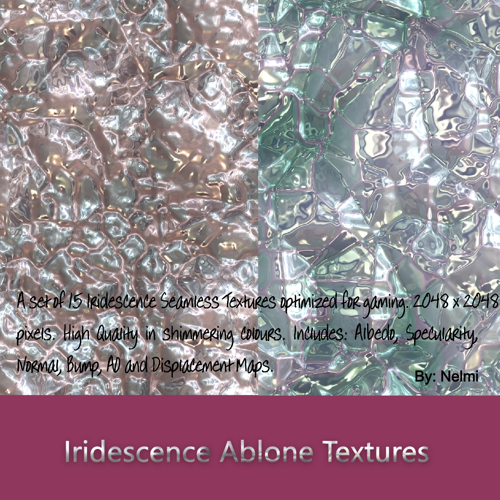 Iridescence Abalone Seamless Textures with Texture Maps - MR by N/A