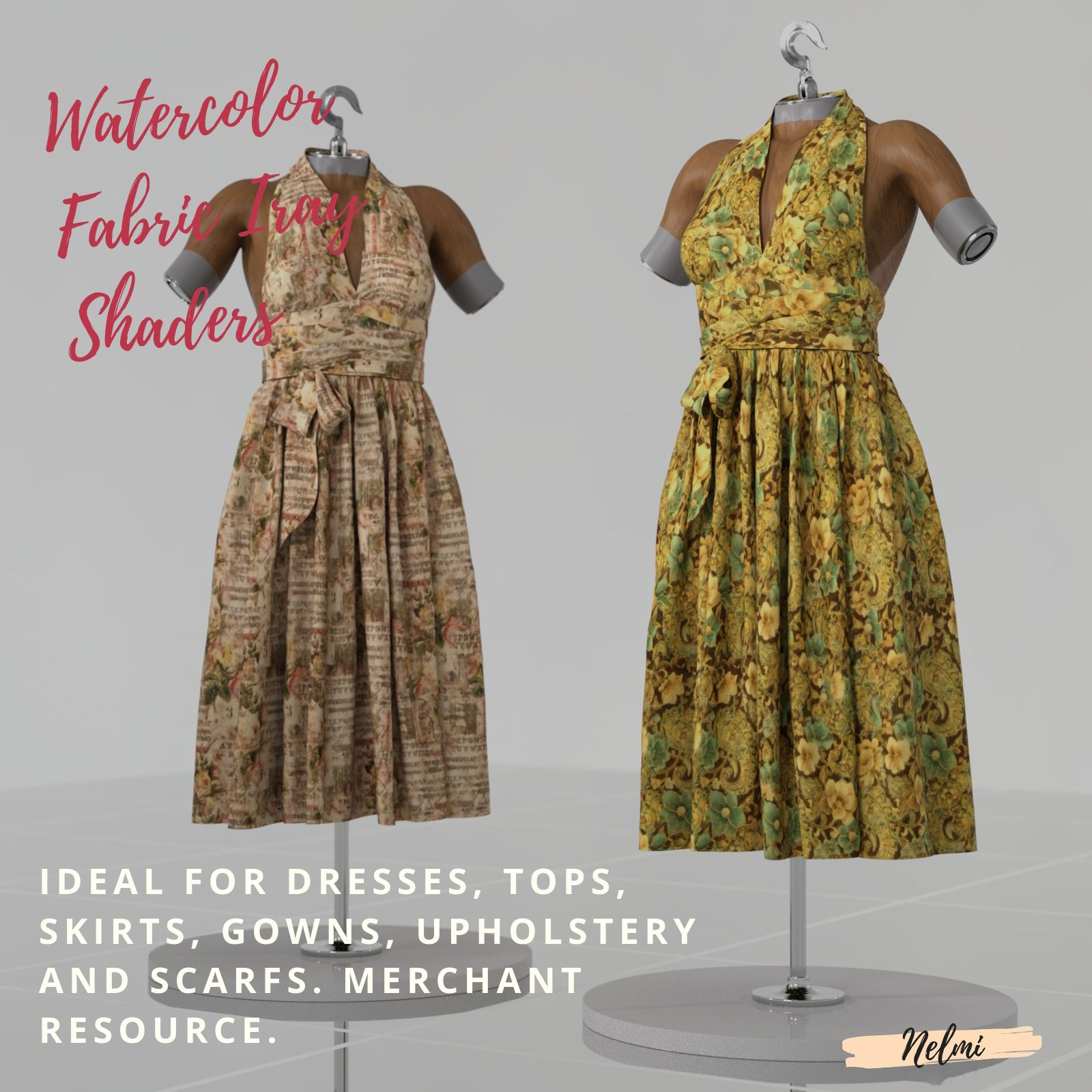 25 Watercolor Floral Fabric Iray Shaders - MR by N/A
