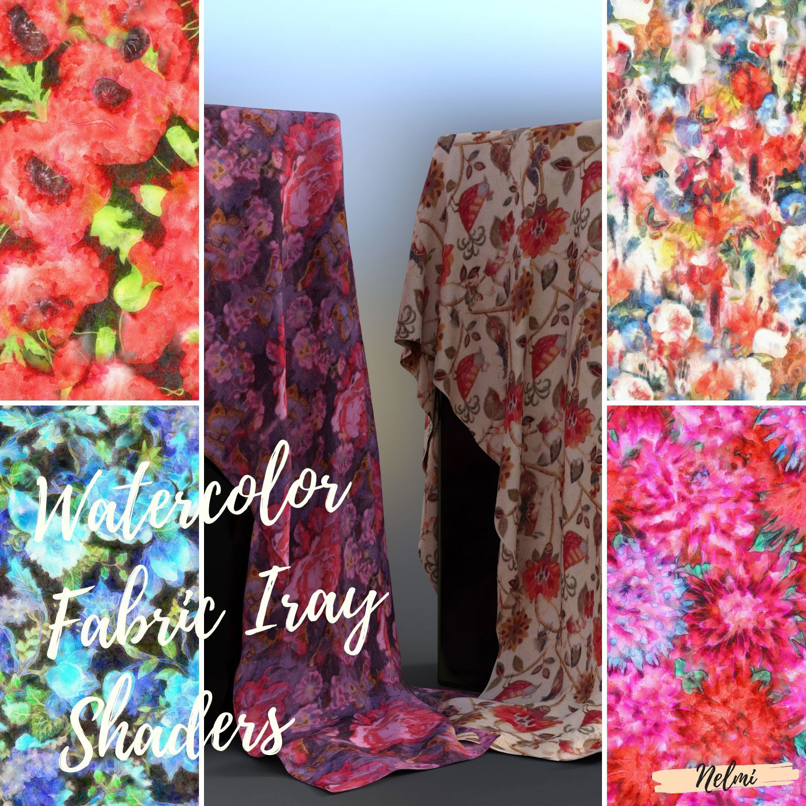 25 Watercolor Floral Fabric Iray Shaders - MR by N/A