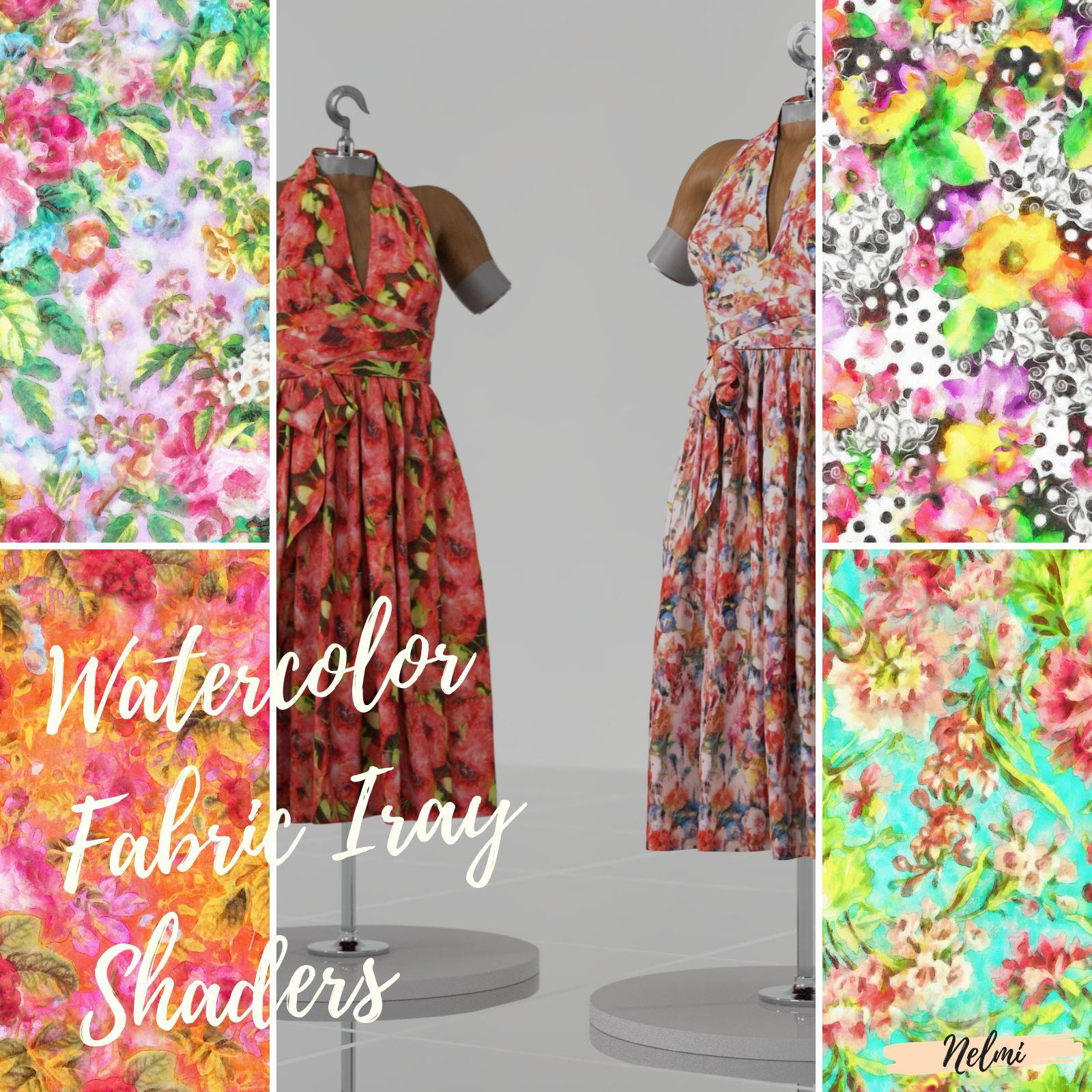 25 Watercolor Floral Fabric Iray Shaders - MR by N/A