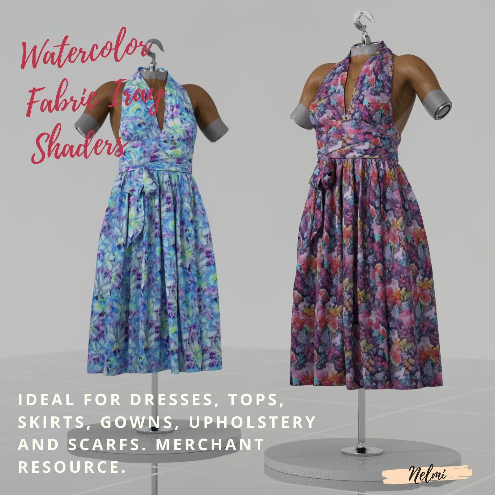 25 Watercolor Floral Fabric Iray Shaders - MR by N/A