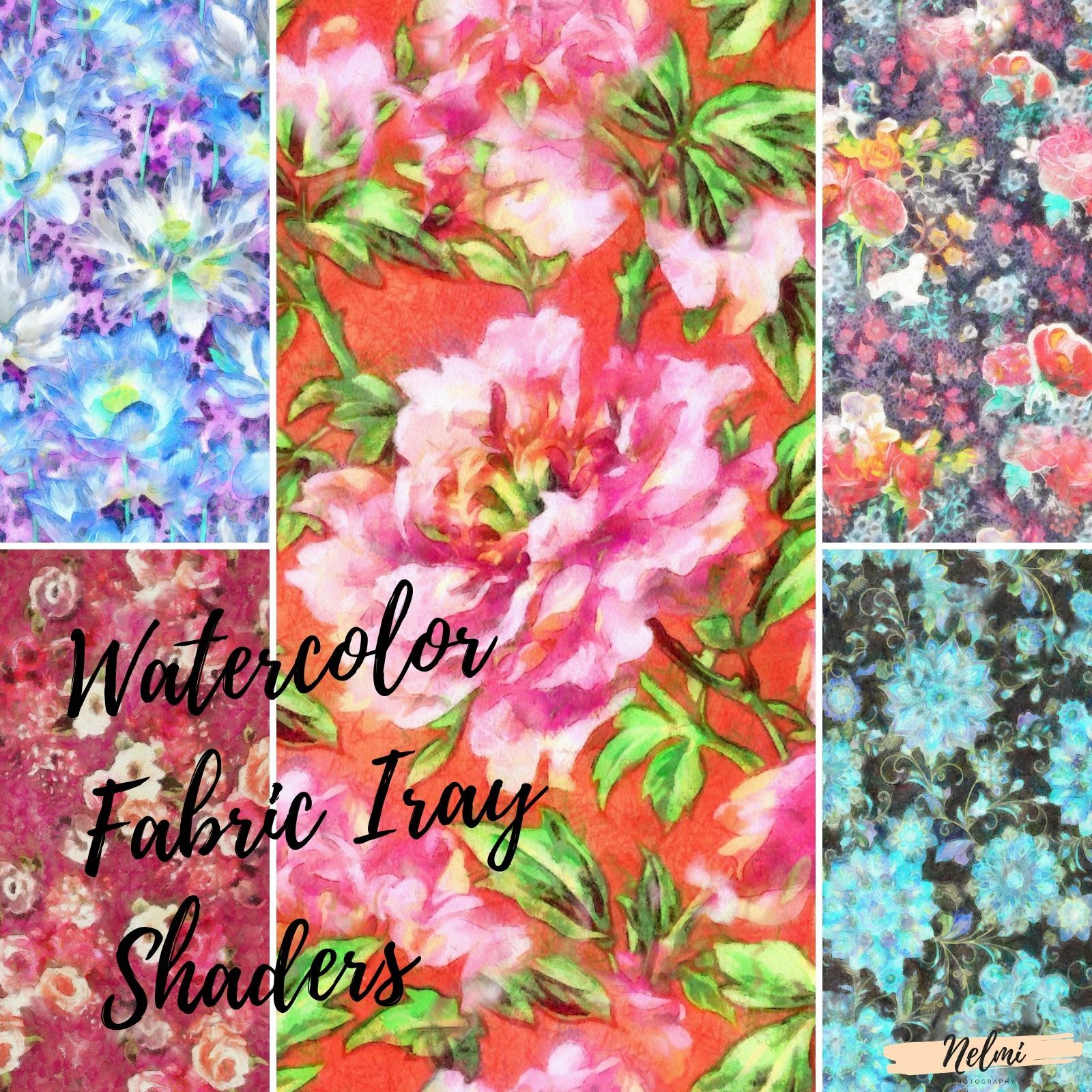 25 Watercolor Floral Fabric Iray Shaders - MR by N/A