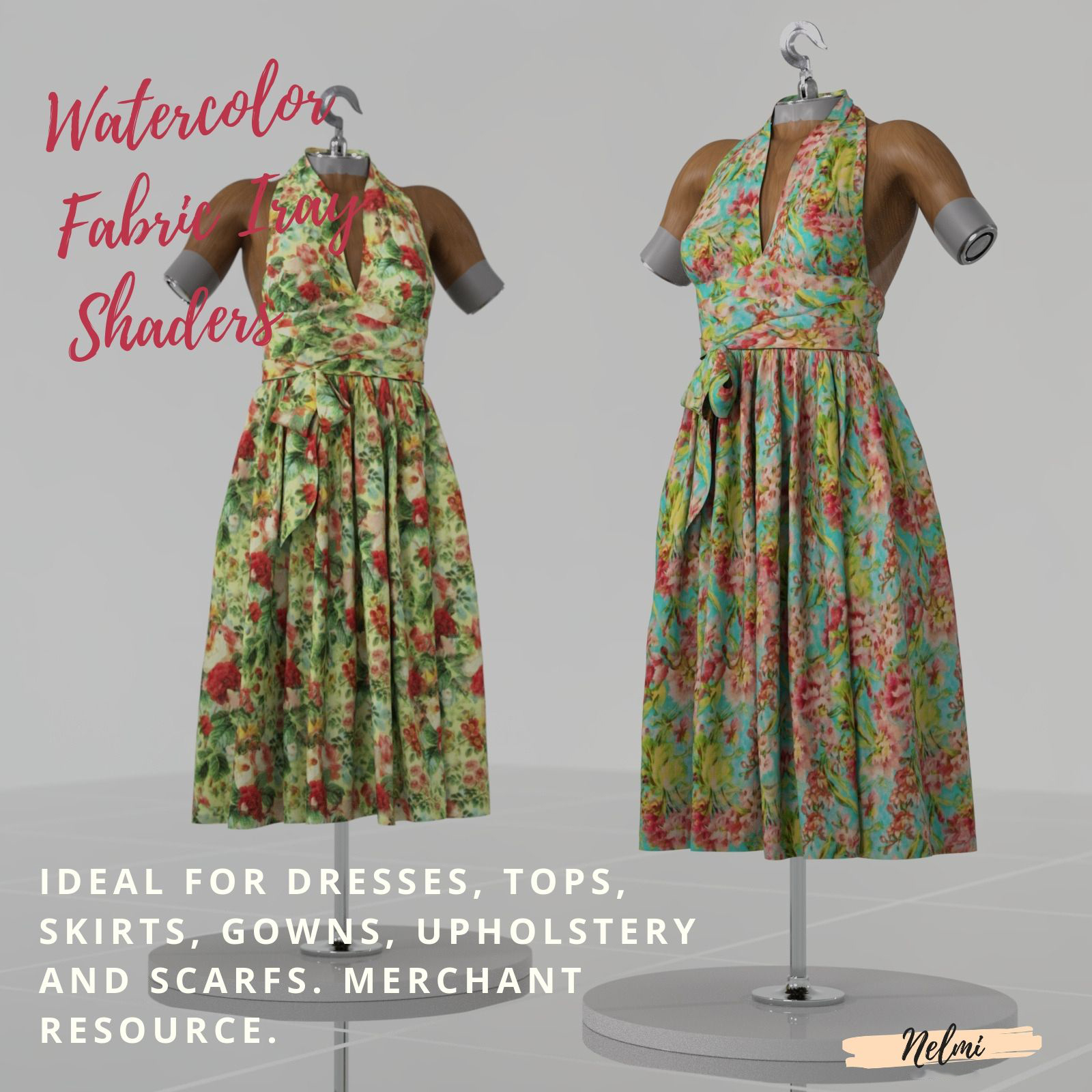 25 Watercolor Floral Fabric Iray Shaders - MR by N/A