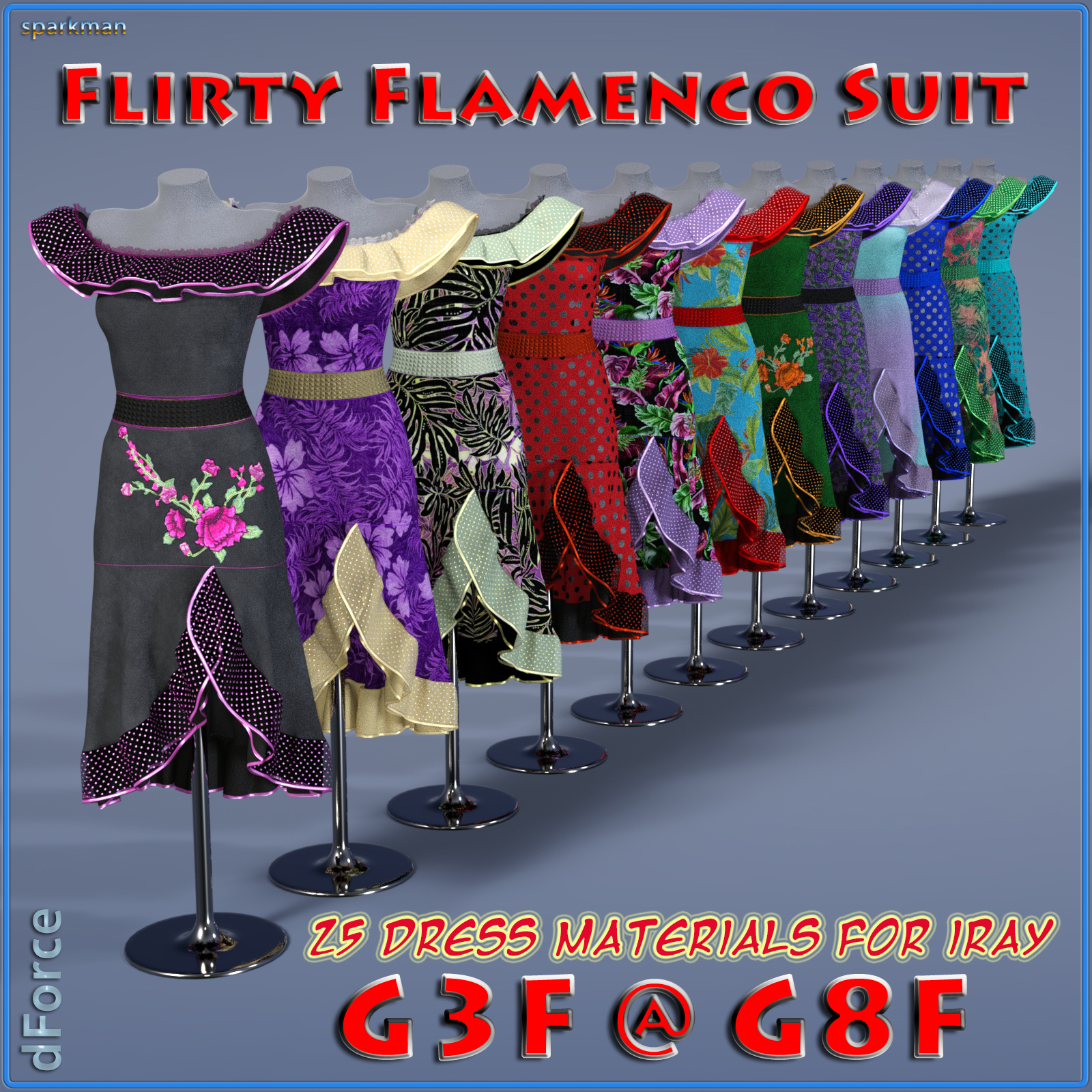 dForce Flirty Flamenco Suit for Genesis 8 and Genesis 3 Female by N/A