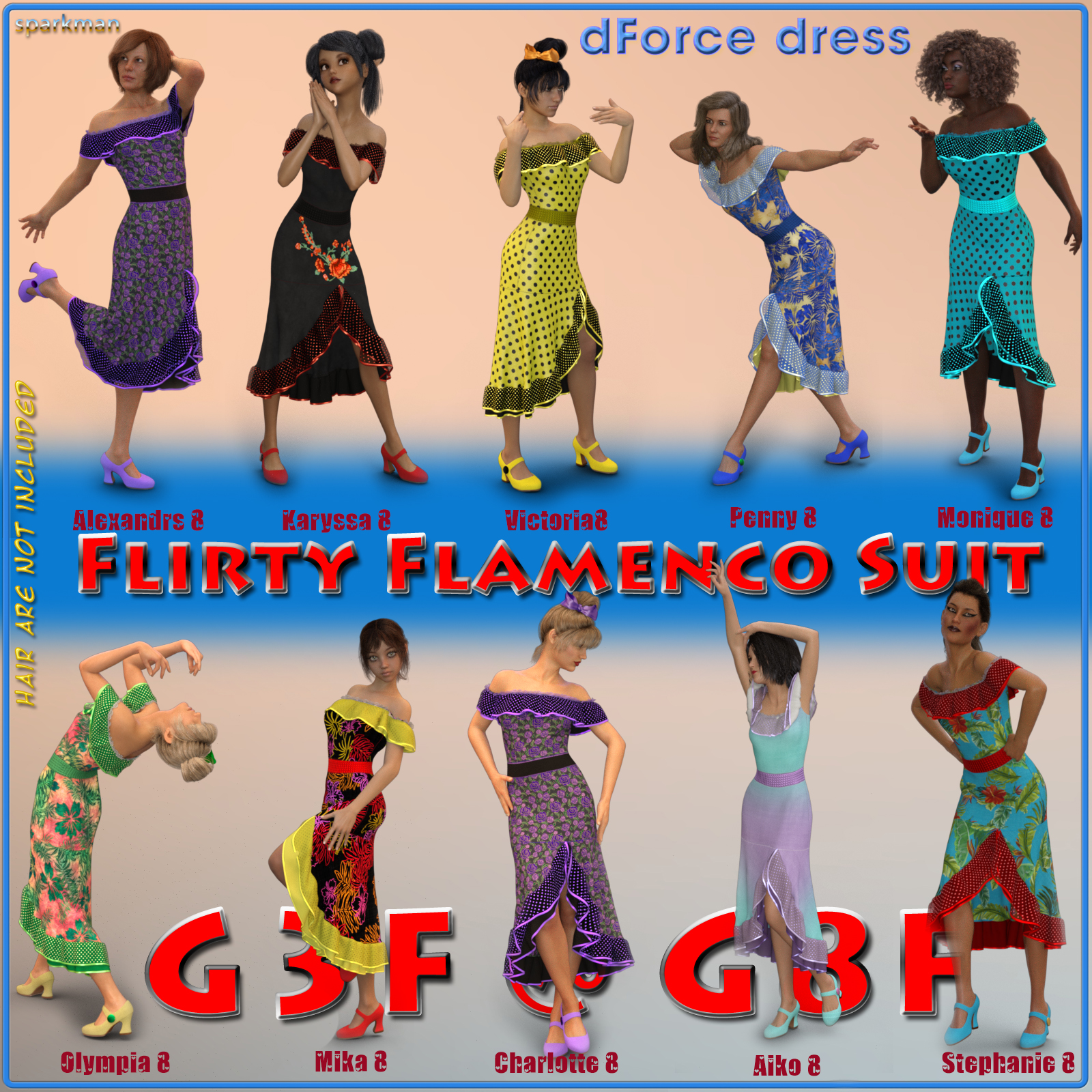 dForce Flirty Flamenco Suit for Genesis 8 and Genesis 3 Female by N/A