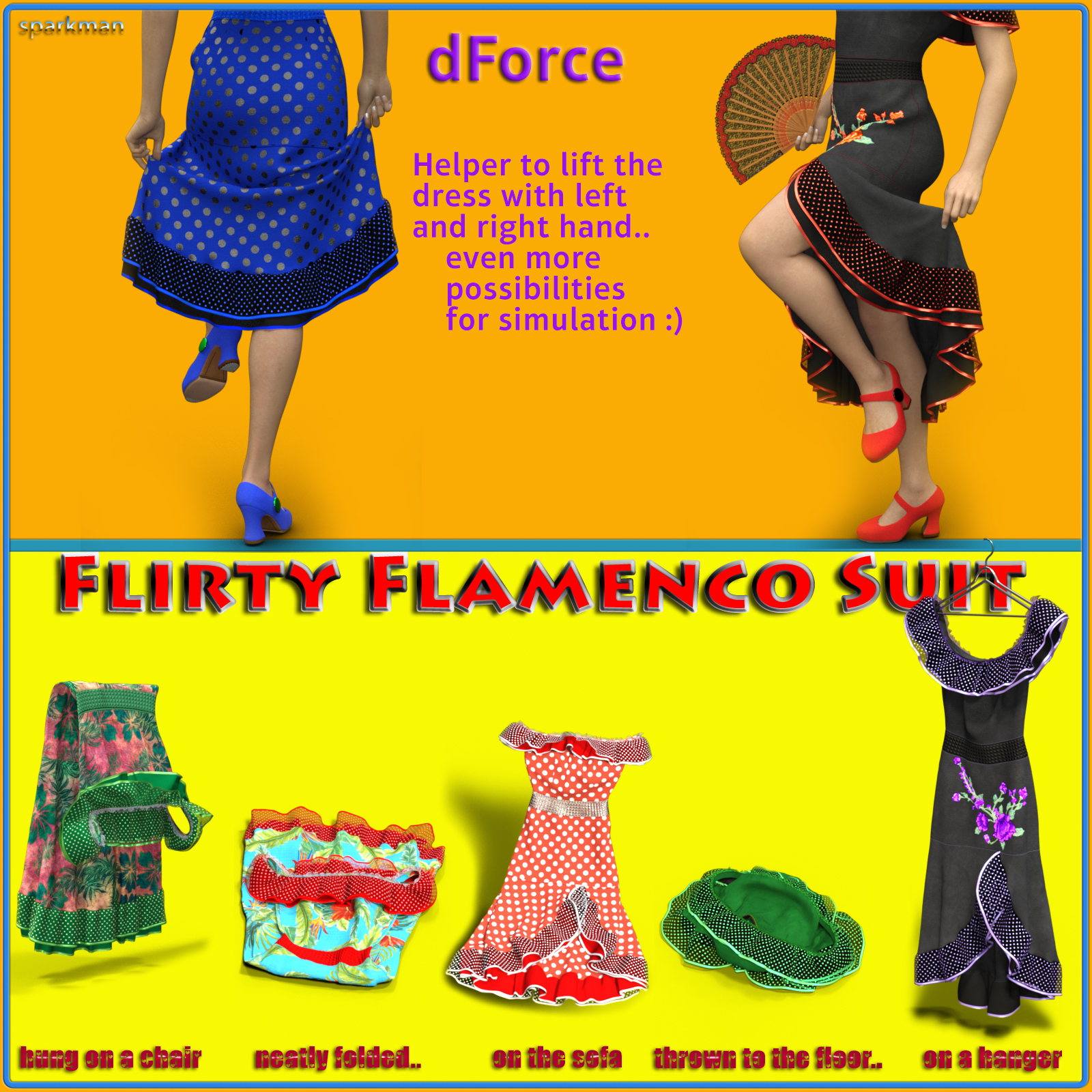 dForce Flirty Flamenco Suit for Genesis 8 and Genesis 3 Female by N/A