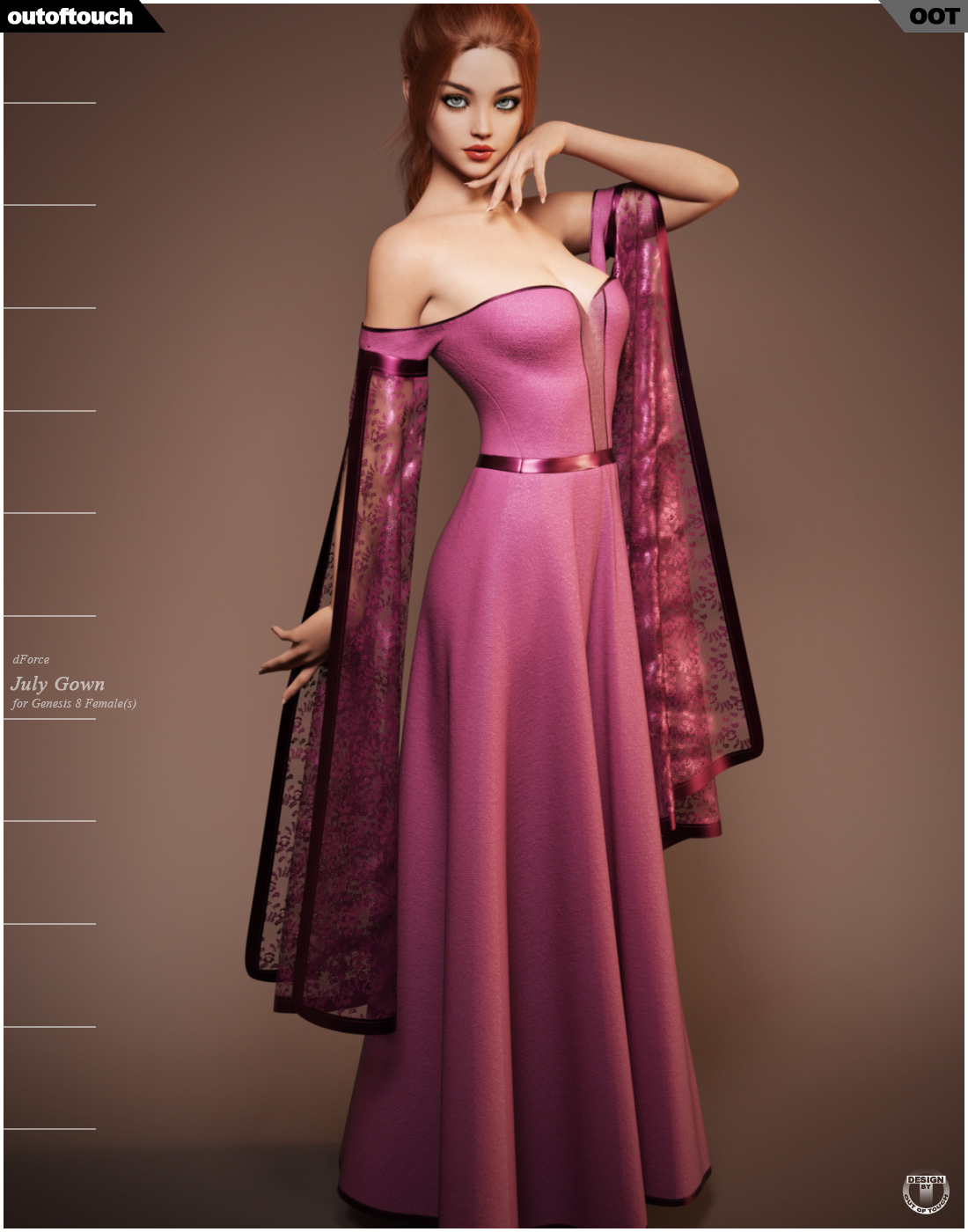 dForce July Gown for Genesis 8 Females by N/A