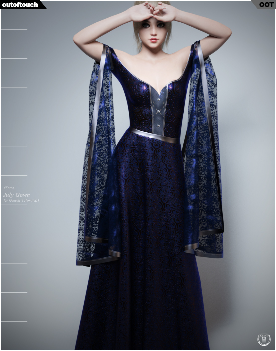dForce July Gown for Genesis 8 Females by N/A