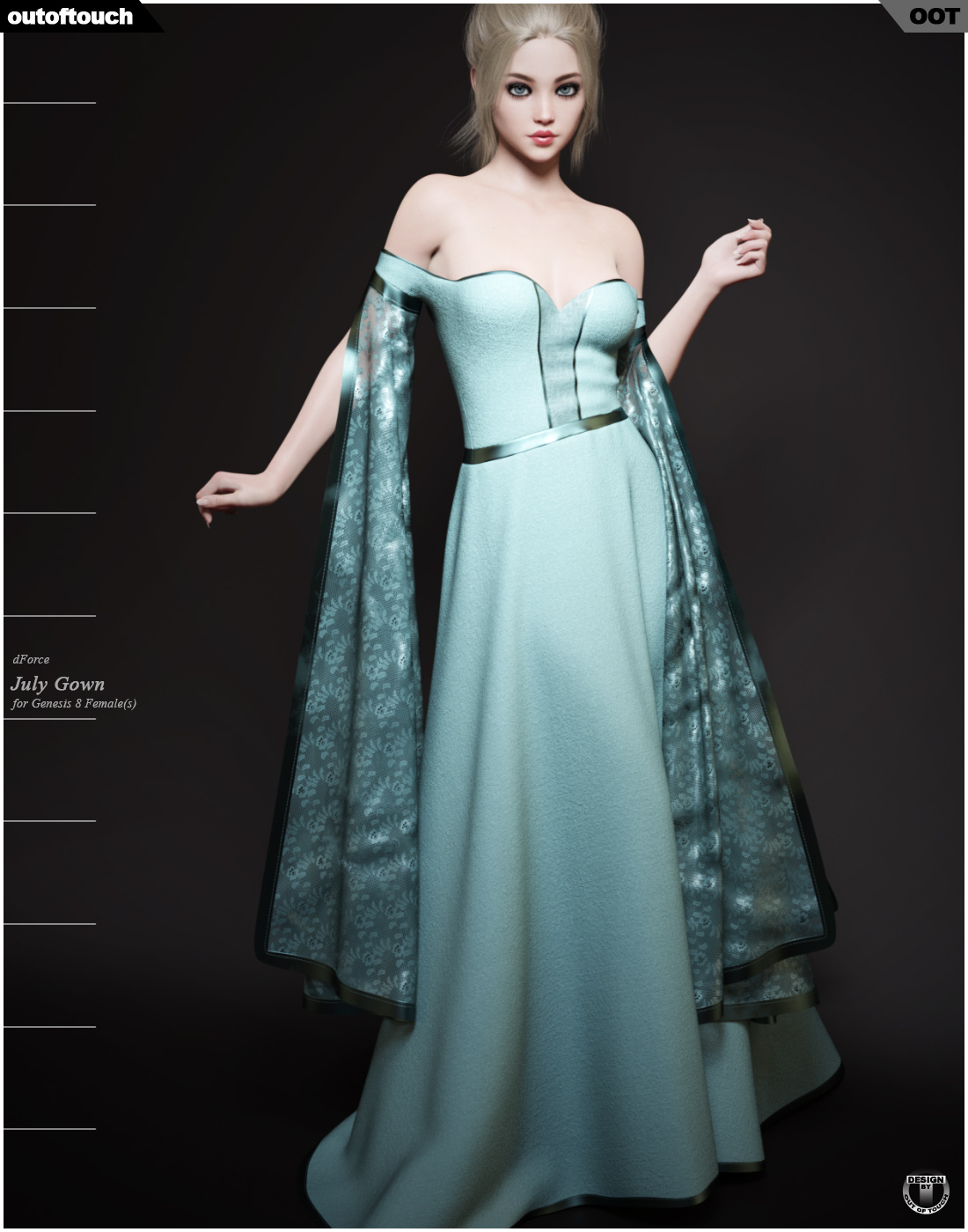 dForce July Gown for Genesis 8 Females by N/A
