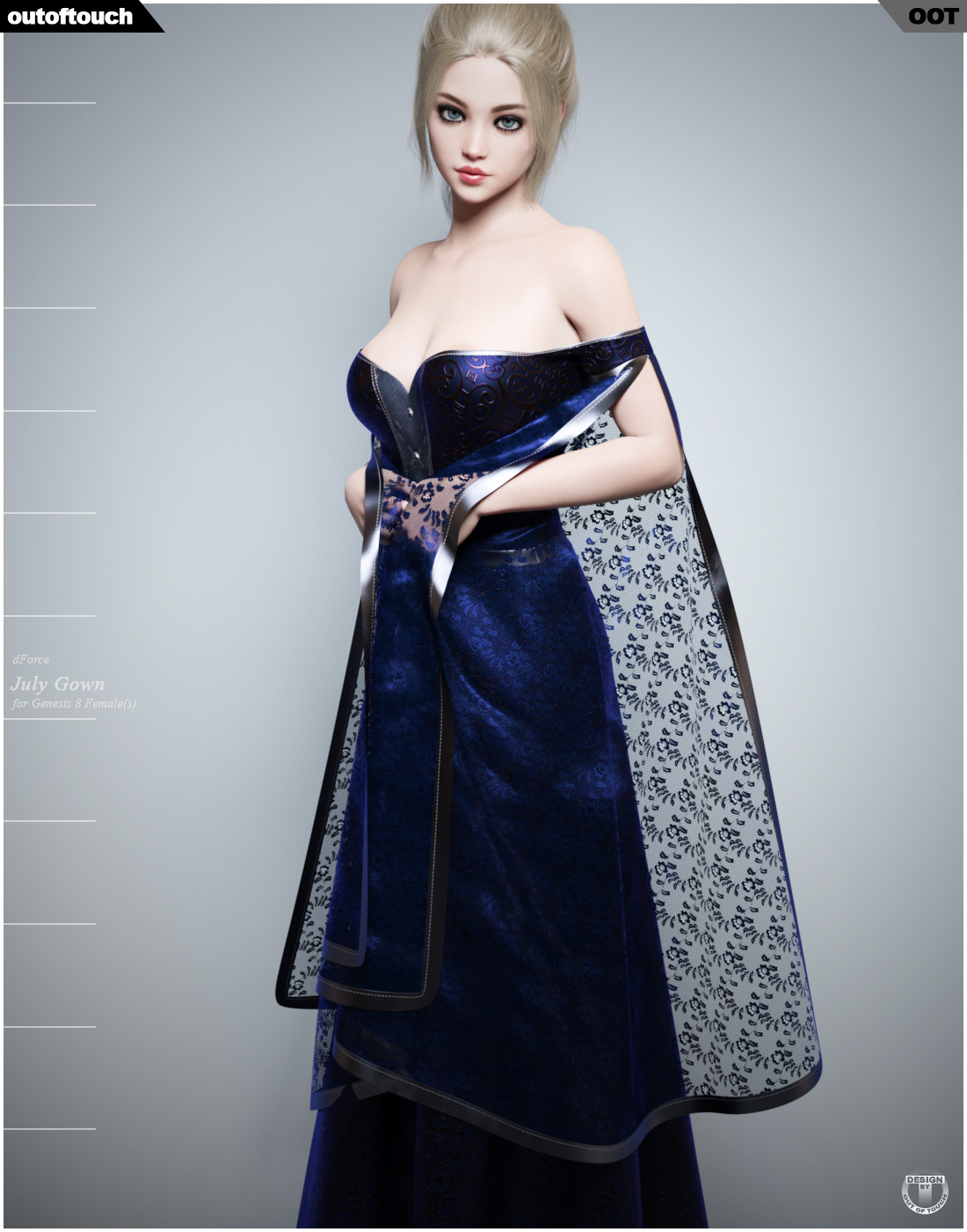 dForce July Gown for Genesis 8 Females by N/A