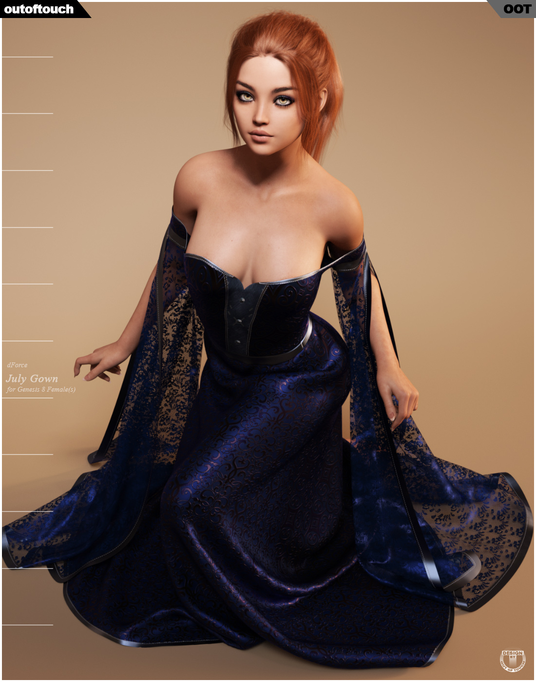 dForce July Gown for Genesis 8 Females by N/A