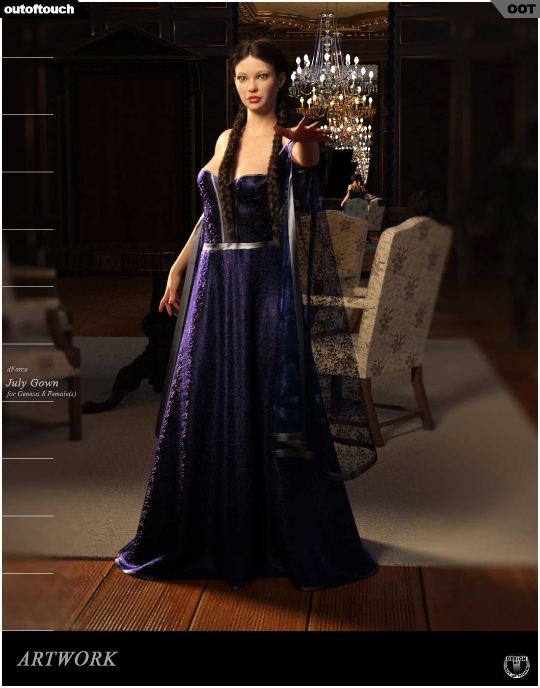 dForce July Gown for Genesis 8 Females by N/A