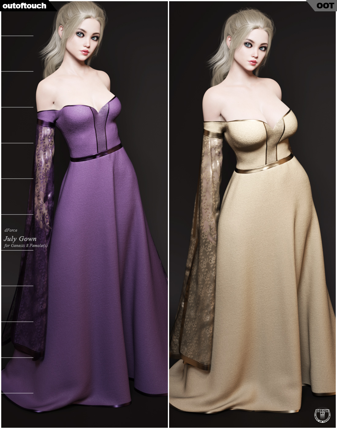 dForce July Gown for Genesis 8 Females by N/A
