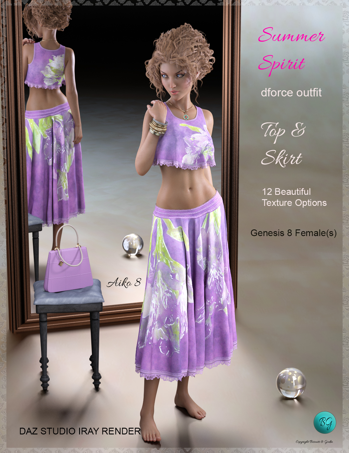 dForce - GB Summer Spirit Outfit for Genesis 8 Female by N/A